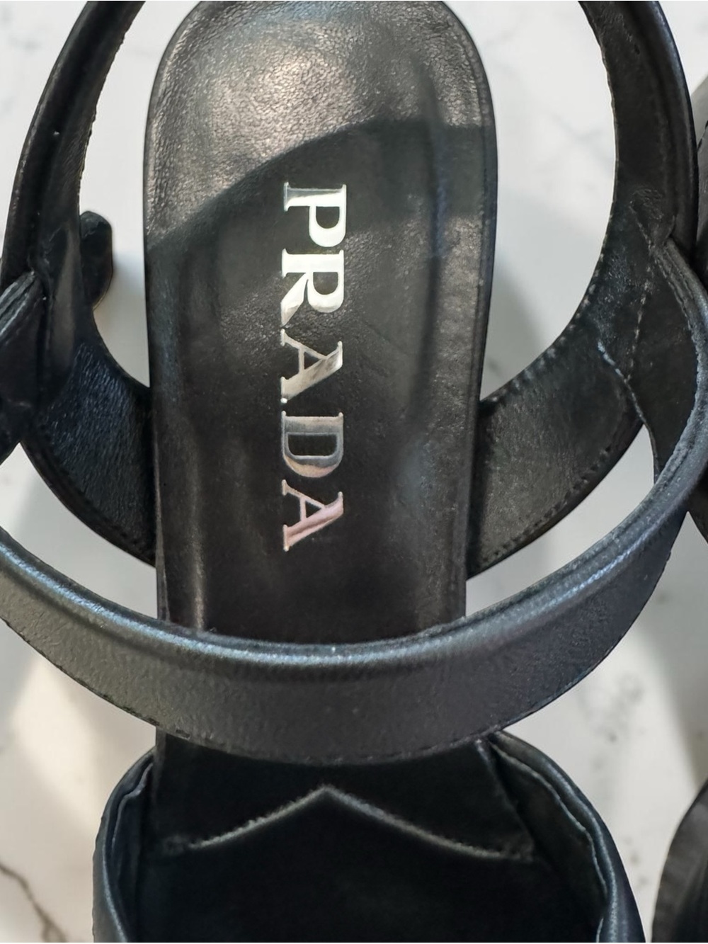 Prada Black Quilted Leather Strap Sandals - Picture 8 of 14